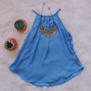 Francesca's High Neck Pleated Tank NWT